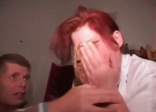 Hairy asshole is shitting directly on the redheaded MILF